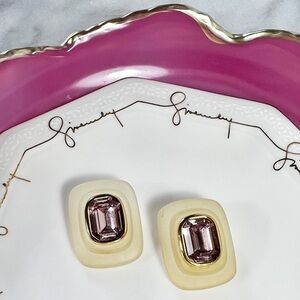 Givenchy Couture Lucite & Amethyst Crystal Clip-On Earrings​